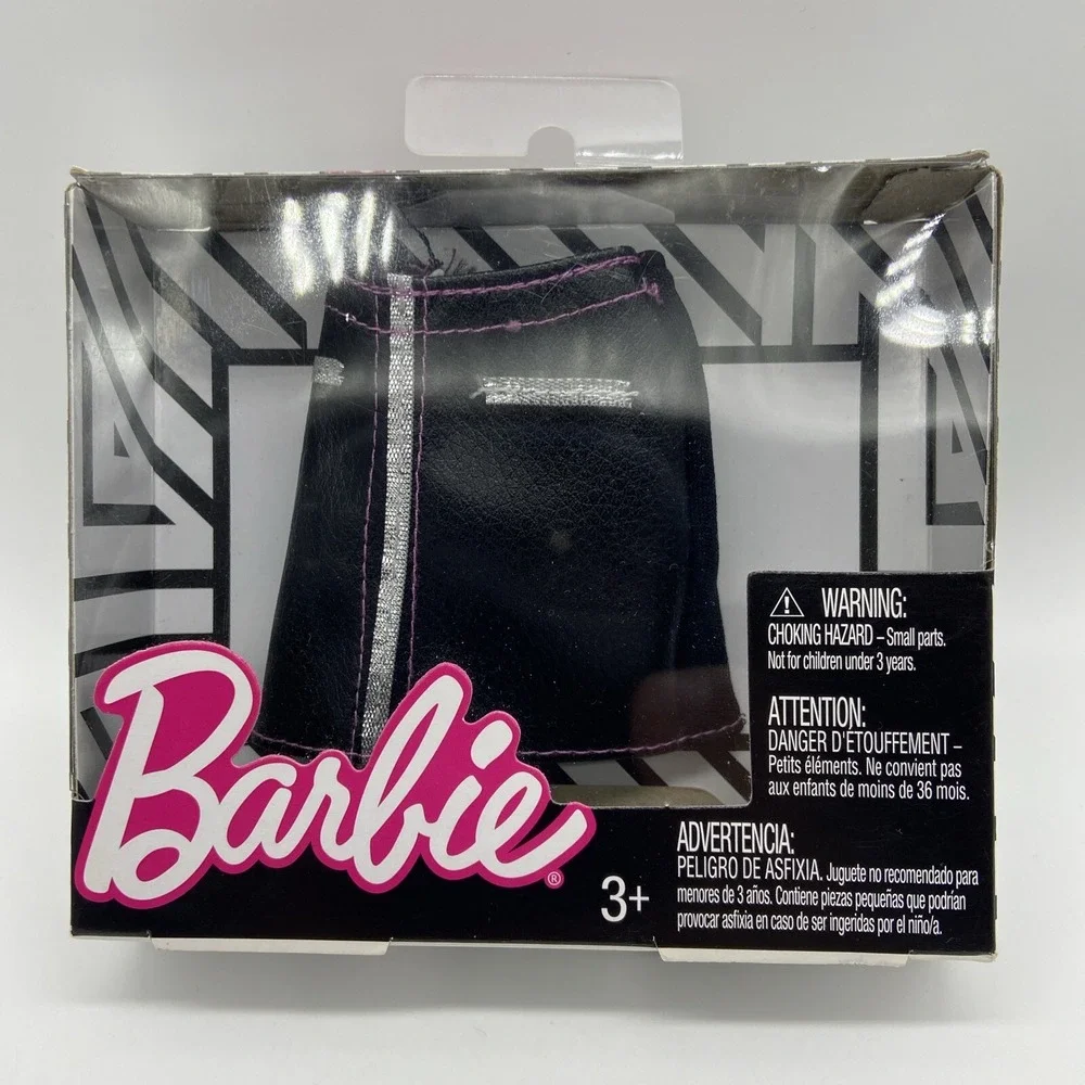 Barbie Fashion Doll Clothes Black Skirt Faux Leather Vinyl New In Box